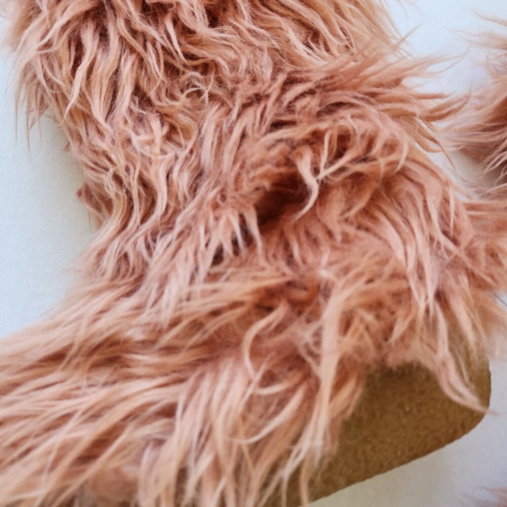 Jeffrey Campbell Platform Fluffy Pink Faux Fur Boots Winter Cozy Glam Boho Punk - Picture 2 of 8